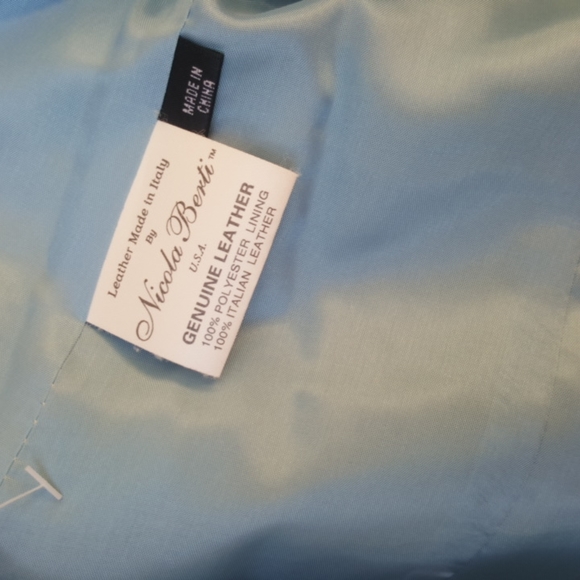 NICOLA BERTI ♡ RARE Gorgeous Turquoise Soft Genuine Italian Leather Jacket  S - Picture 15 of 16